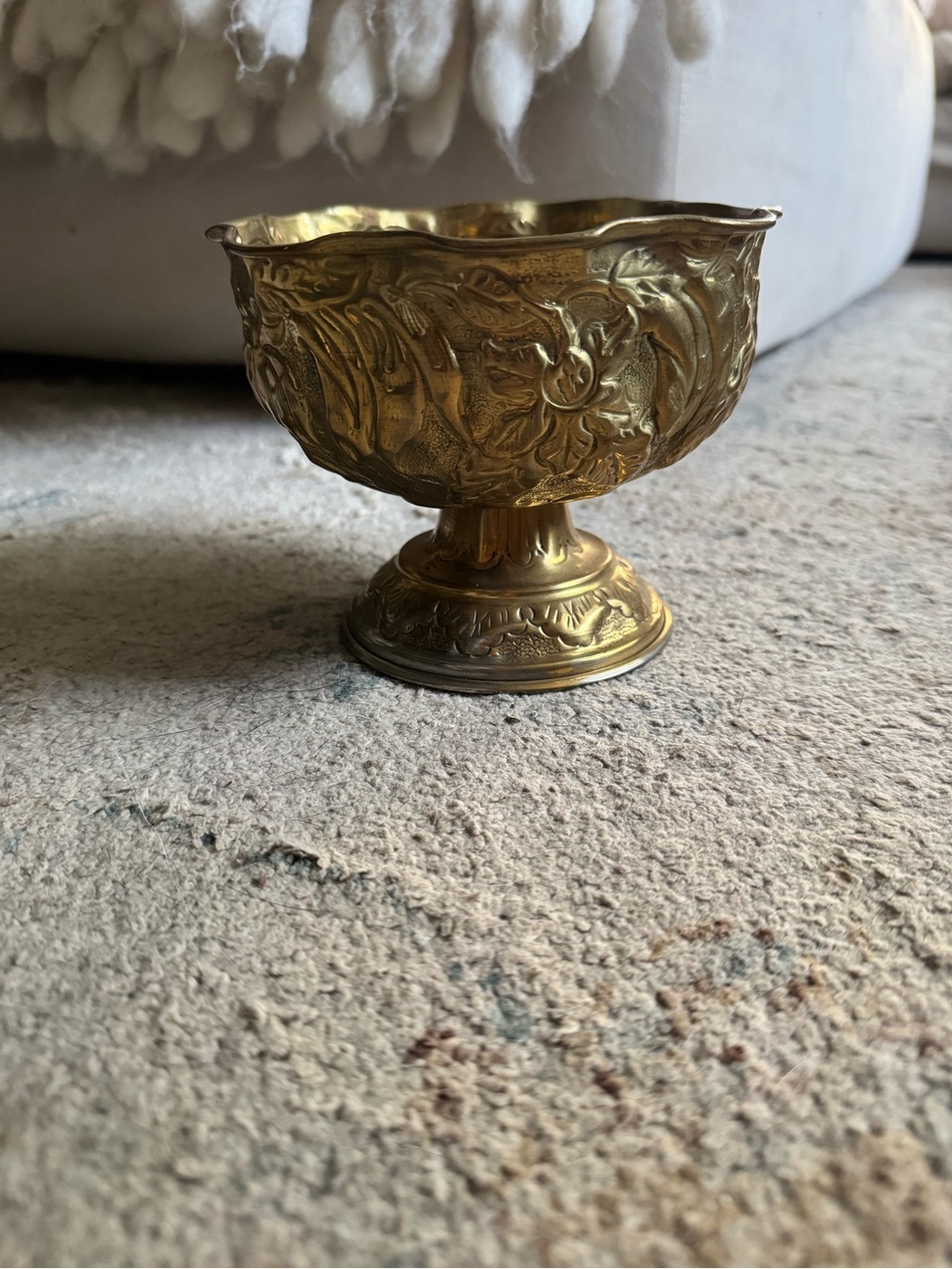 Ornate brass vintage Decorative Pedestal Bowl - Home Accents